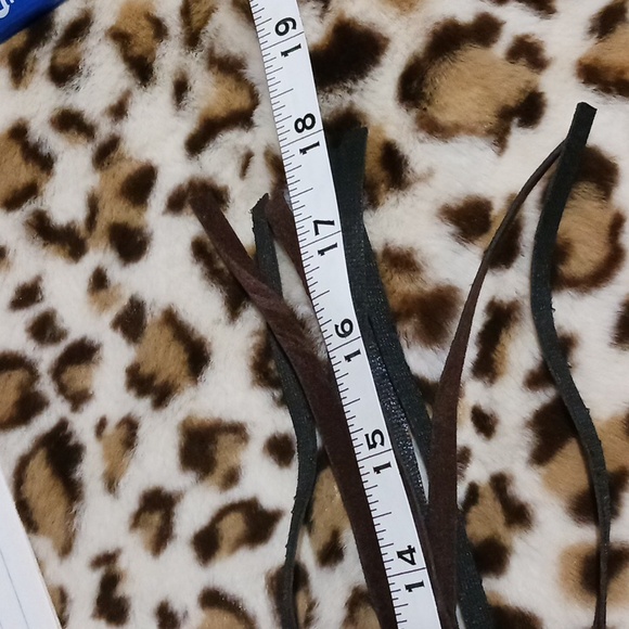 NWOT Suede Bohemian Pinhole Fringe Tie Belt P-size 10 - Picture 12 of 15